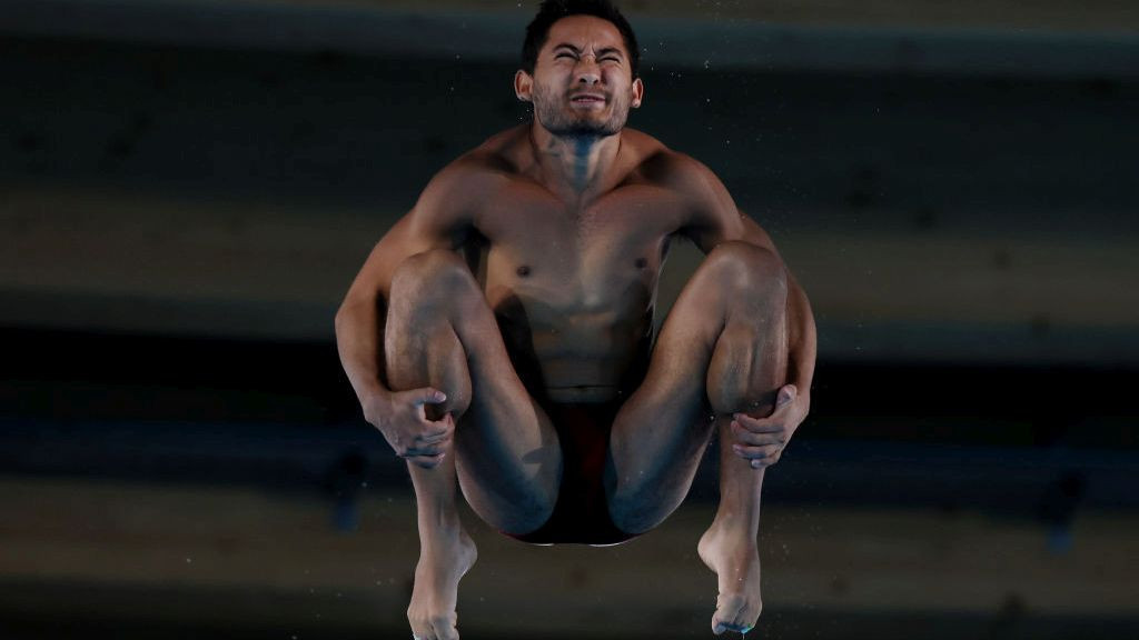 Kevin Berlin Reyes of Team Mexico competes in the Men's 10m Platform. GETTY IMAGES