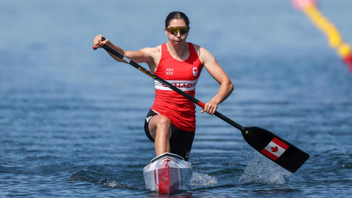 Katie Vincent competes during the Women’s Canoe Single 200m. GETTY IMAGES