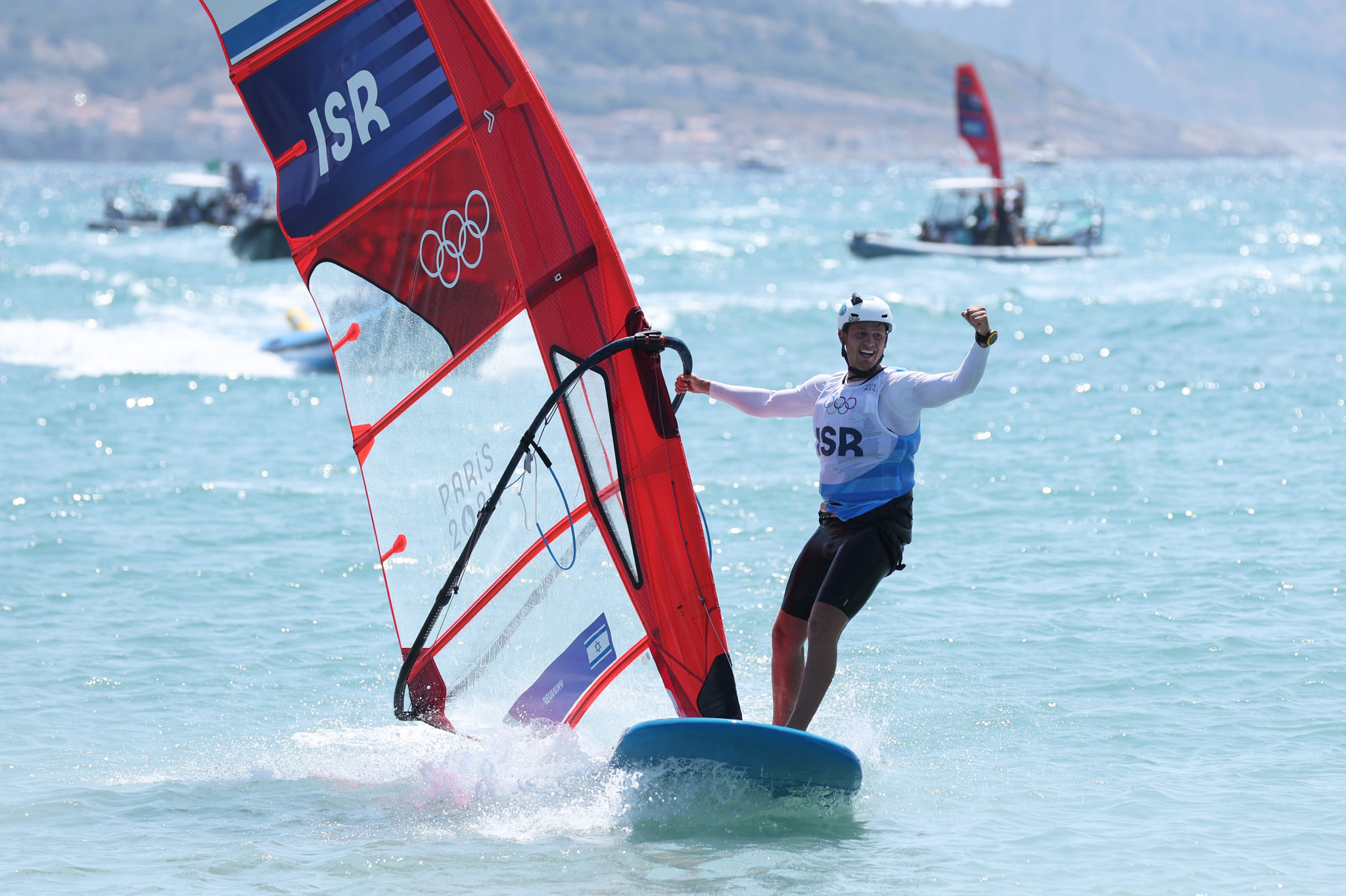 Israel's Tom Reuveny claimed gold in the Men's iQFOiL. GETTY IMAGES