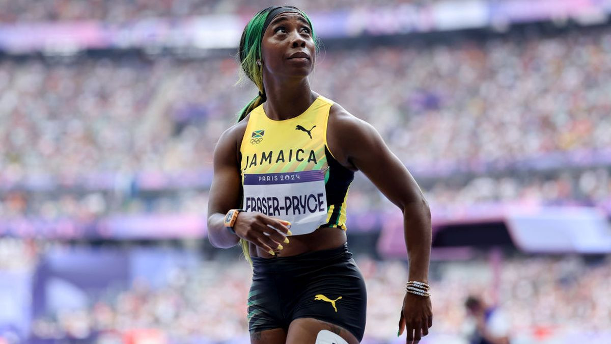 Shelly-Ann Fraser-Pryce of Team Jamaica reacts during the Women's 100m Round 1. GETTY IMAGES