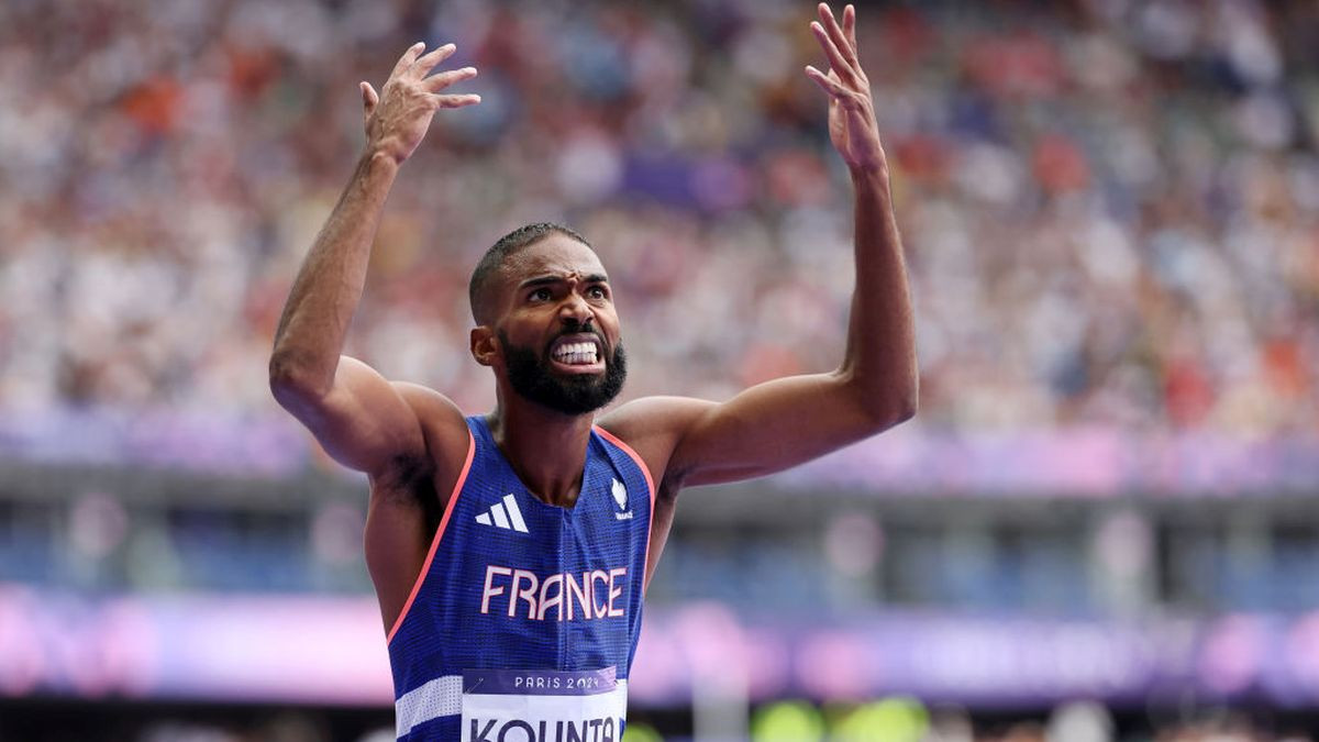 Muhammad Abdallah Kounta of Team France reacts after competing in the Men's 4 x 400m Relay. GETTY IMAGES