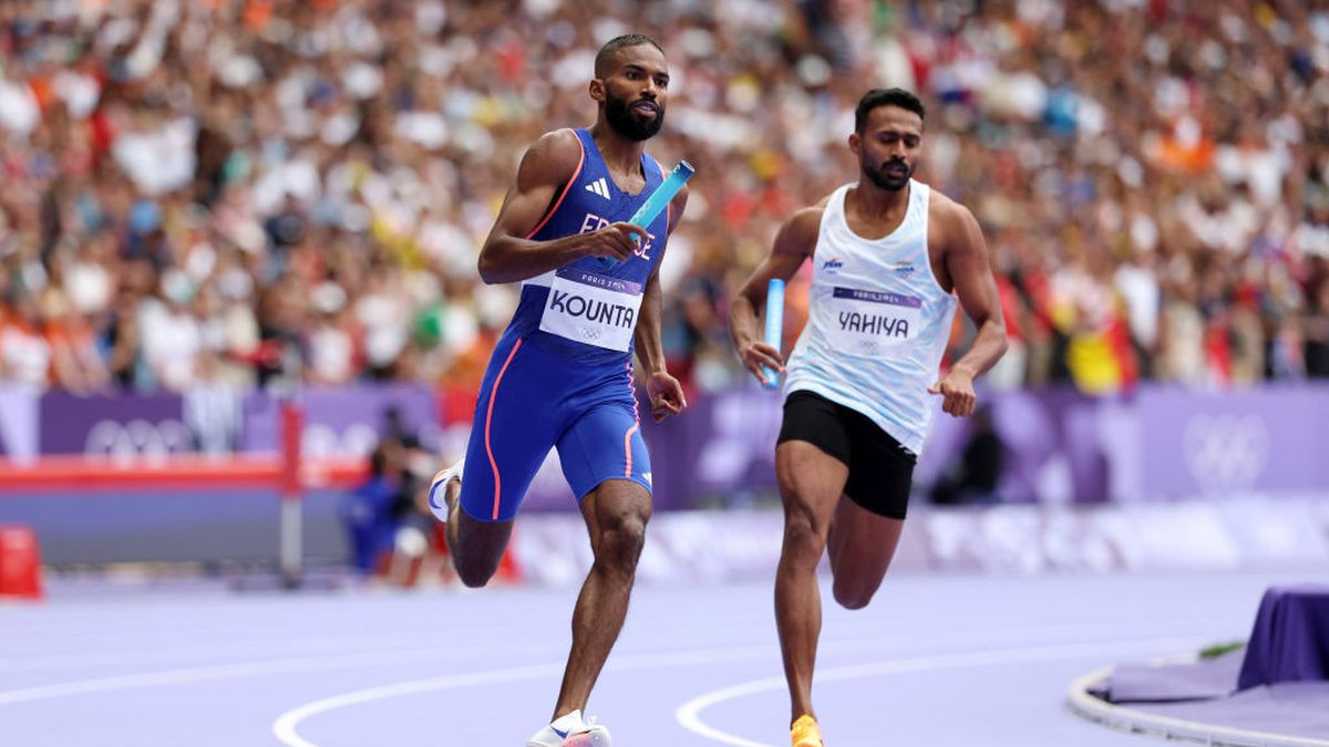 Muhammad Abdallah Kounta of Team France competes in the Men's 4 x 400m Relay. GETTY IMAGES