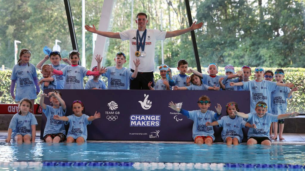 Olympic Swimmer Duncan Scott takes part in media activities during a Team GB ChangeMakers event,. GETTY IMAGES