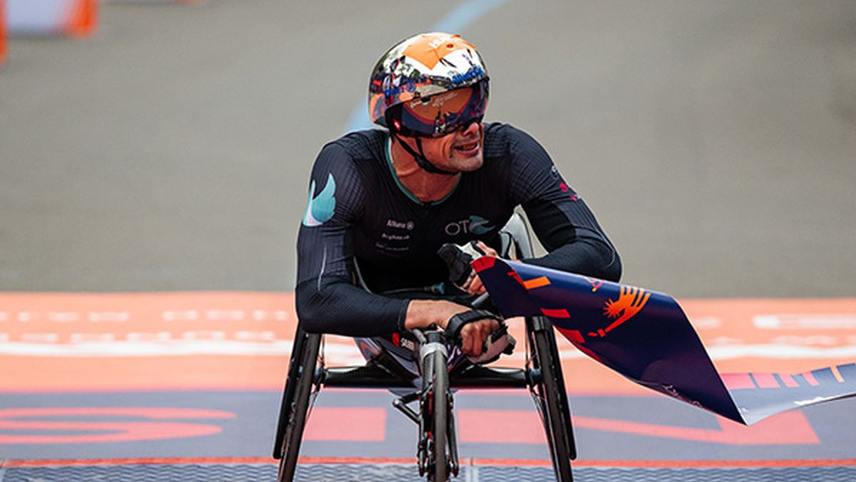 Marcel Hug will compete for his record seventh title in the wheelchair division. NYRR