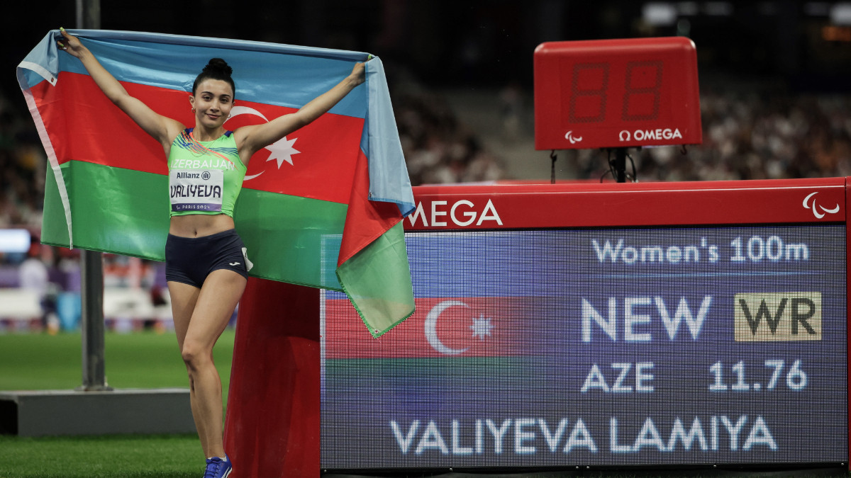 Azerbaijan's Lamiya Valiyeva won the gold medal with a new world record in the 100m - T13 category. GETTY IMAGES