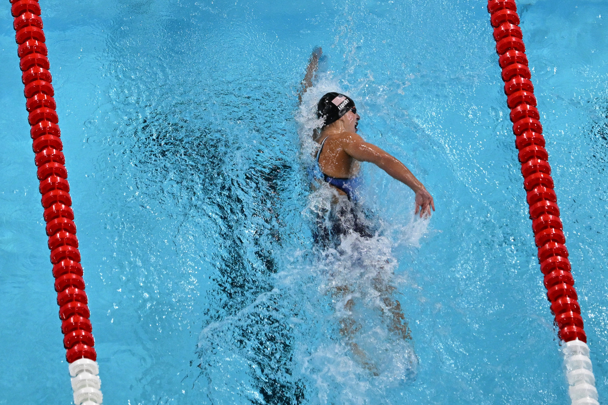 The US' Katie Ledecky competes in the final of the women's 200m in Paris. GETTY IMAGES