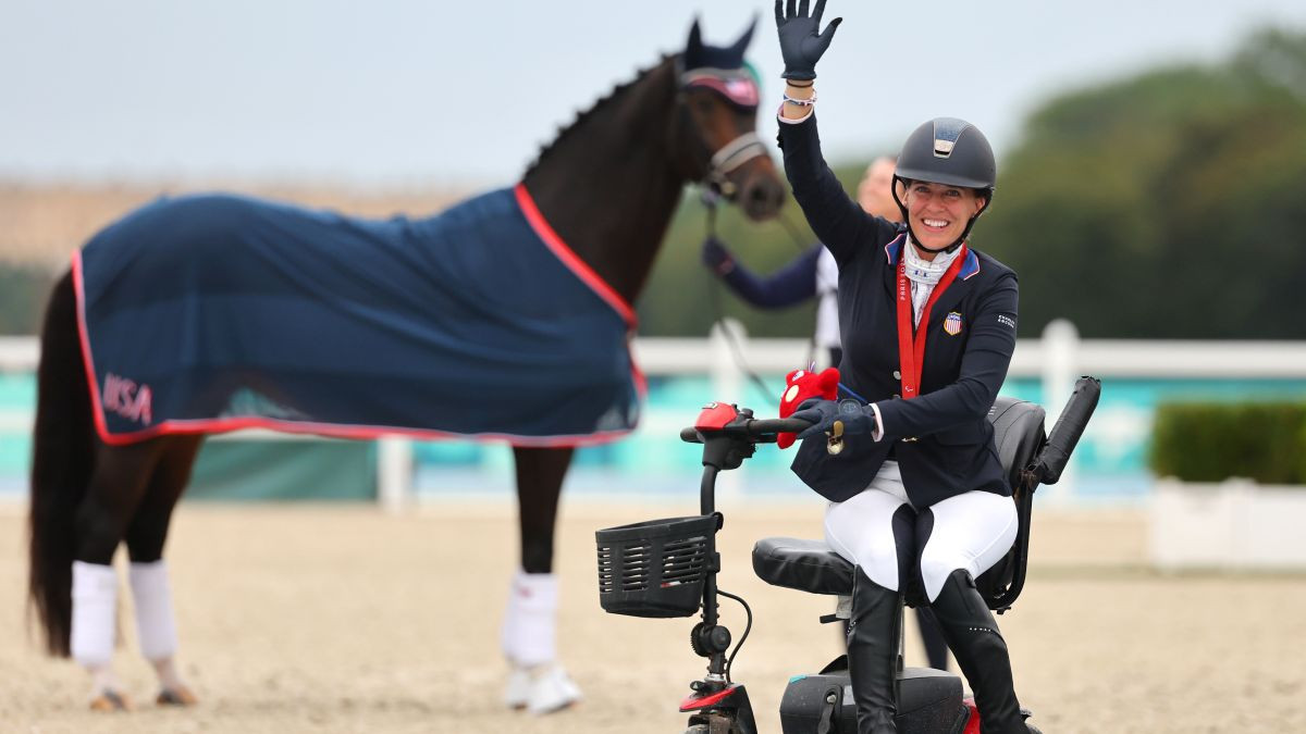 Gold medalist Rebecca Hart during the Para Equestrian Individual Event Grade III. GETTY IMAGES