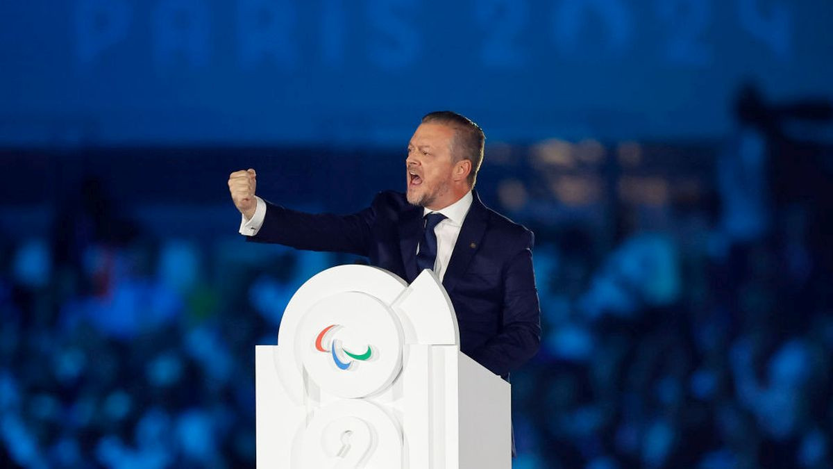 Andrew Parsons during a speech. GETTY IMAGES