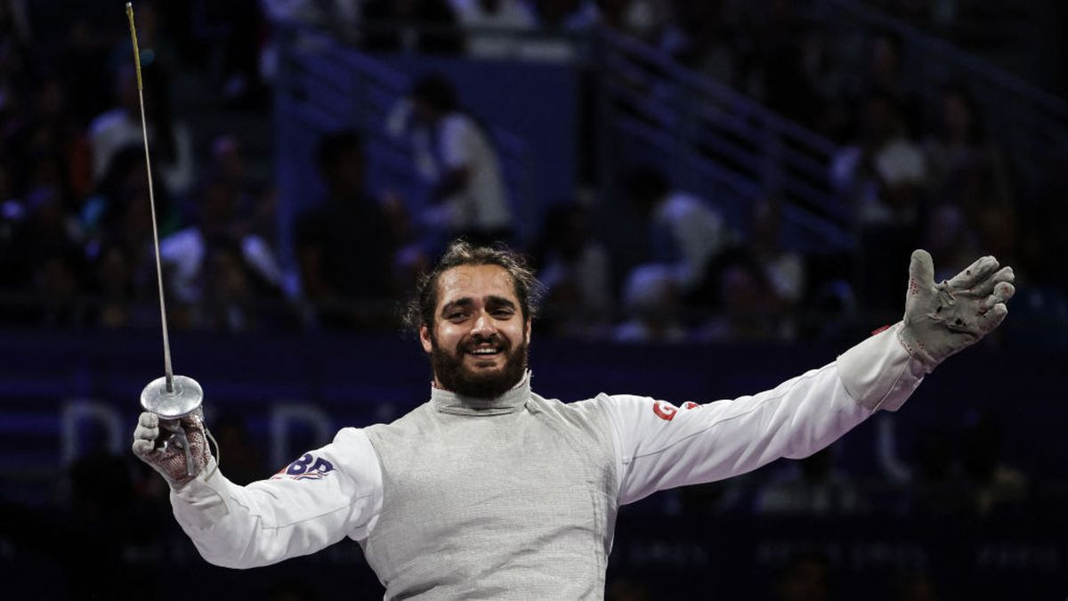 Dimitri Coutya, celebrating his gold medal. GETTY IMAGES