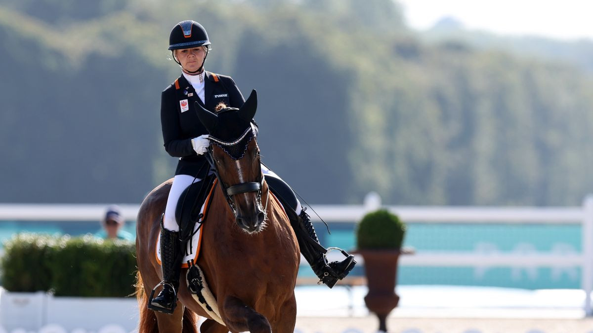 Haerkens on her horse Daula competes in the grade IV individual dressage. GETTY IMAGES