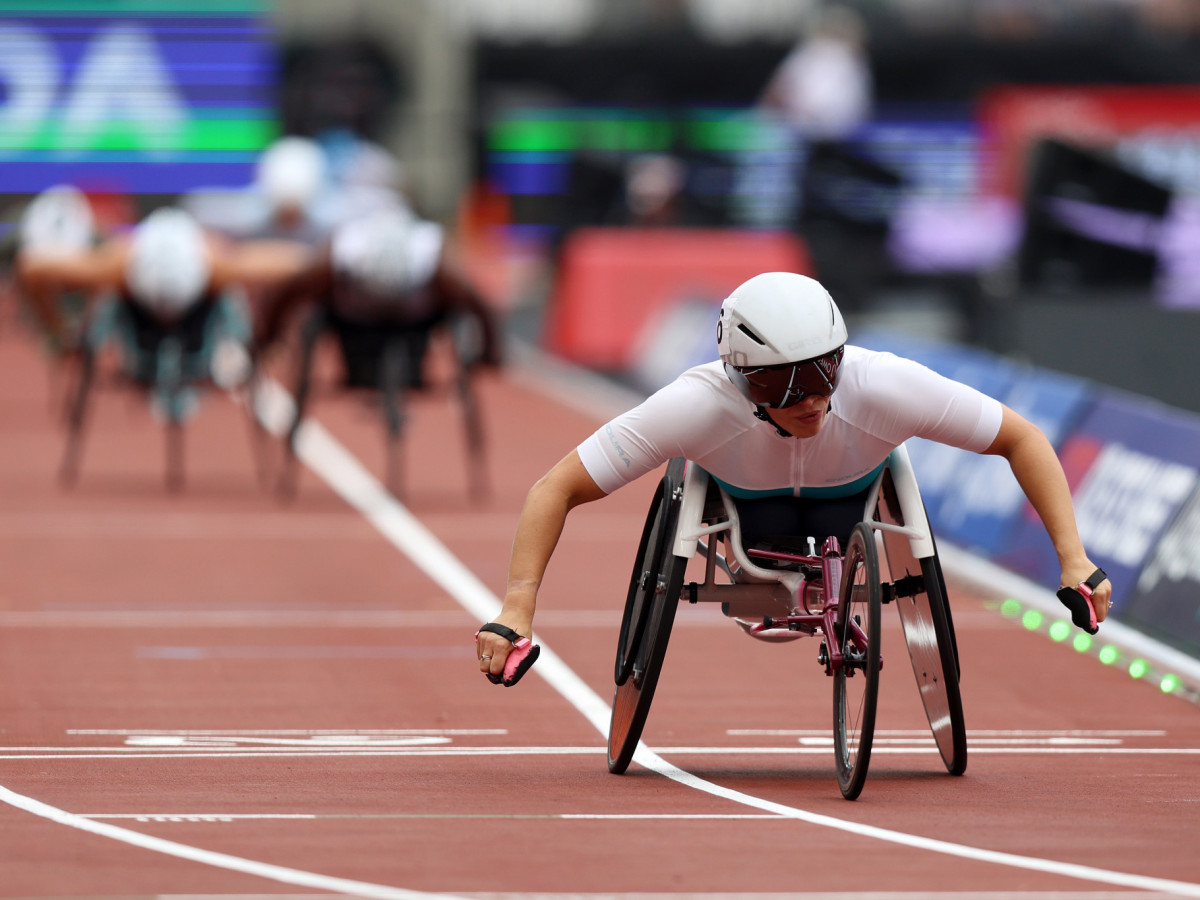 Sammi Kinghorn of Great Britain taking part in a wheelchair final. GETTY IMAGES