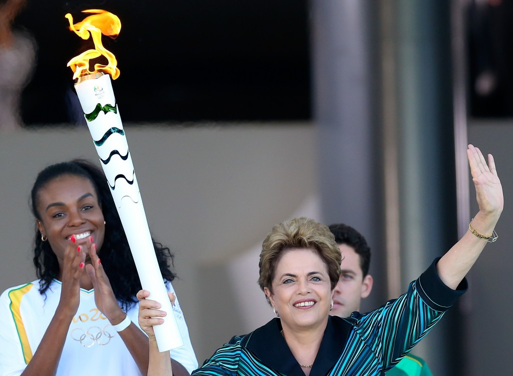 Proceedings against Dilma Rousseff, seen here with the Olympic torch, look set to continue in the Senate ©Getty Images 