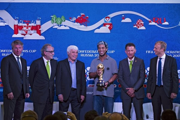 Alexey Sorokin (far left) was speaking at an event to discuss the 2017 Confederations Cup ahead of the FIFA Congress