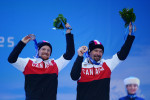 Chris Williamson (right) won the slalom visually impaired bronze medal at Sochi 2014, guided by Nick Brush (left) ©Getty Images 