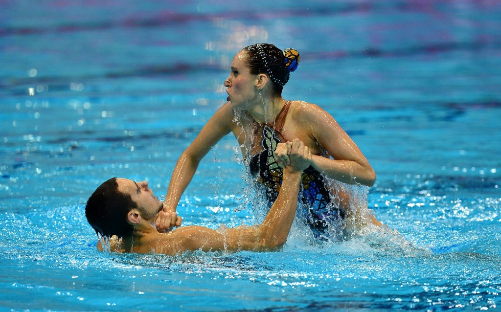 The synchronised swimming mixed duet free event was held at the Championships for the first time ©Getty Images