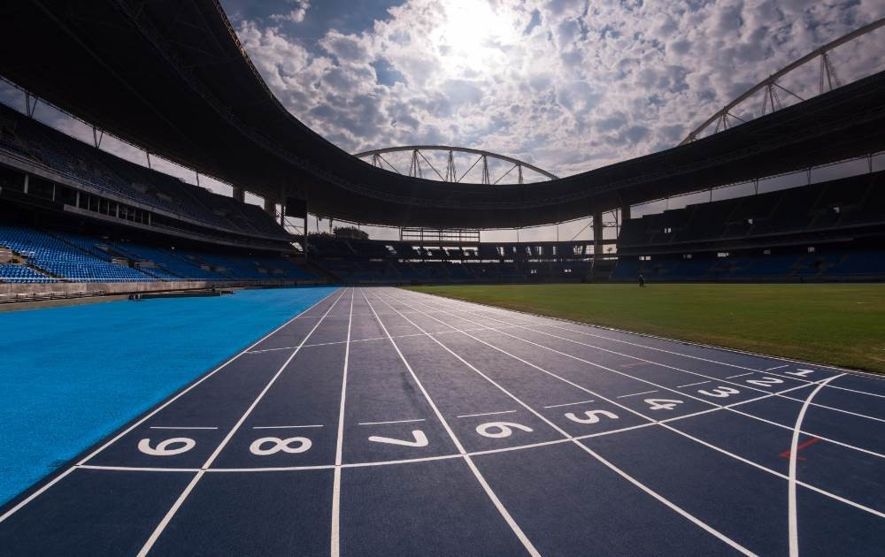 The blue track in the Olympic Stadium has been declared ready for action ©Rio 2016/Alex Ferro
