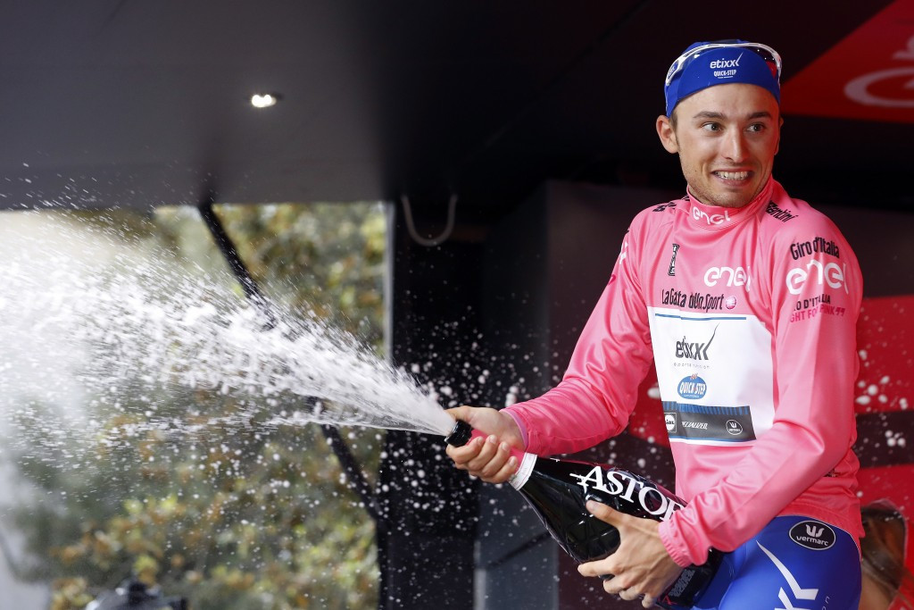 Gianluca Brambilla also now holds the pink jersey for the overall race leader ©AFP/Getty Images