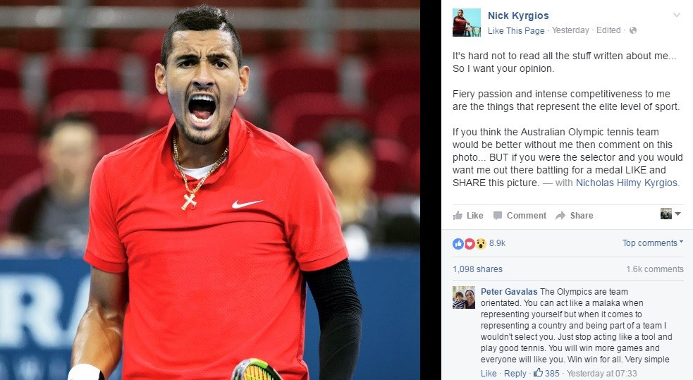 The controversial Australian star posted a photo on Facebook and asked fans to like it if they wanted him to compete at Rio 2016