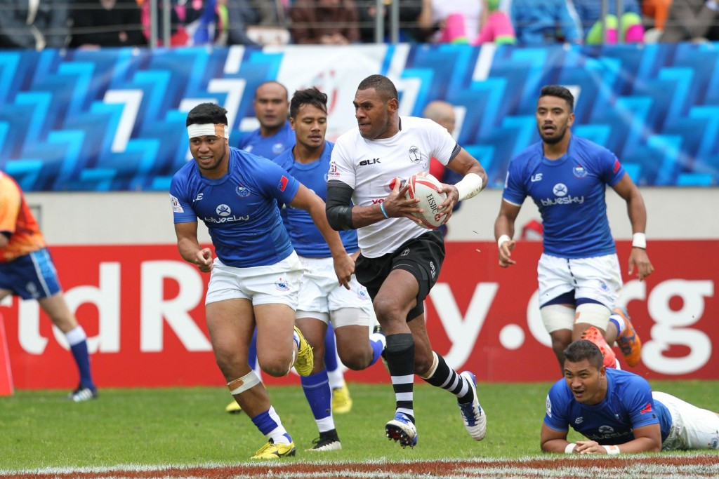 Defending champions Fiji are safely through to the quarter-finals along with South Africa and New Zealand ©World Rugby