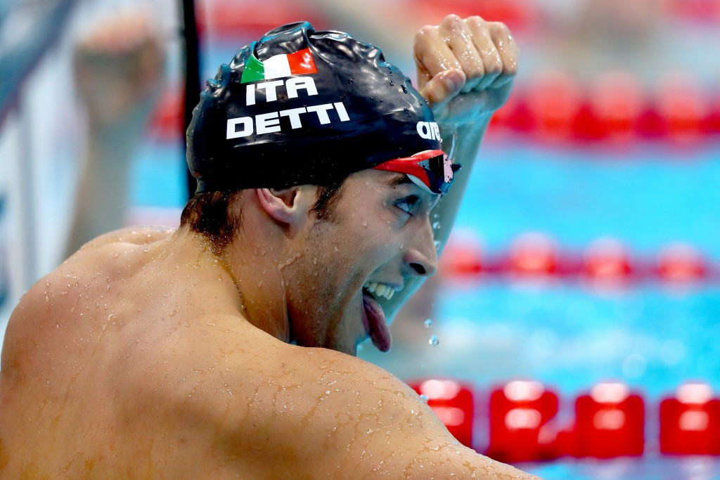 Gabriele Detti celebrates Italian 400m freestyle gold ©Getty Images