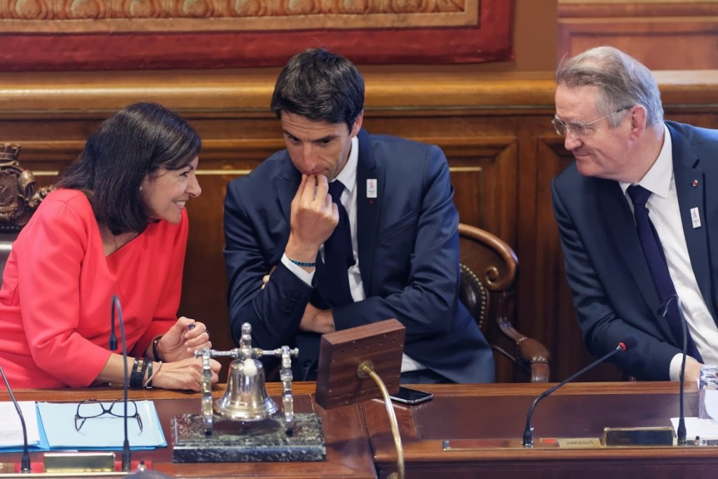 The 43-point plan was presented by Mayor of Paris, Anne Hidalgo (left), alongside Paris 2024 co-chairmen, Tony Estanguet (centre) and Bernard Lapasset (right)
