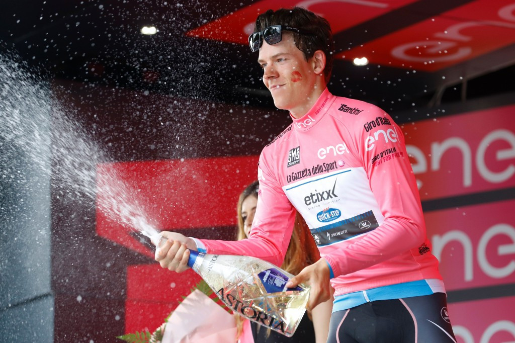 Luxembourg's Bob Jungels kept hold of the pink jersey