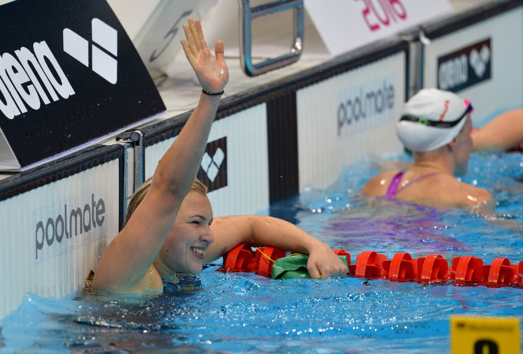 London 2012 gold medallist Rūta Meilutytė of Lithuania was in top form as she won the women's 100m breaststroke ©Getty Images