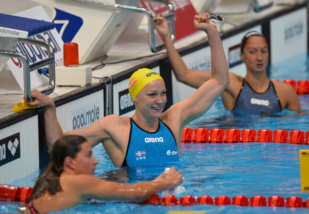 Sweden's Sarah Sjöström secured her second gold medal of the event by winning the women's 100m freestyle ©Getty Images