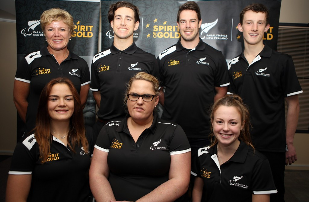 Athletes and management from the New Zealand team pose following their unveiling today ©Getty Images