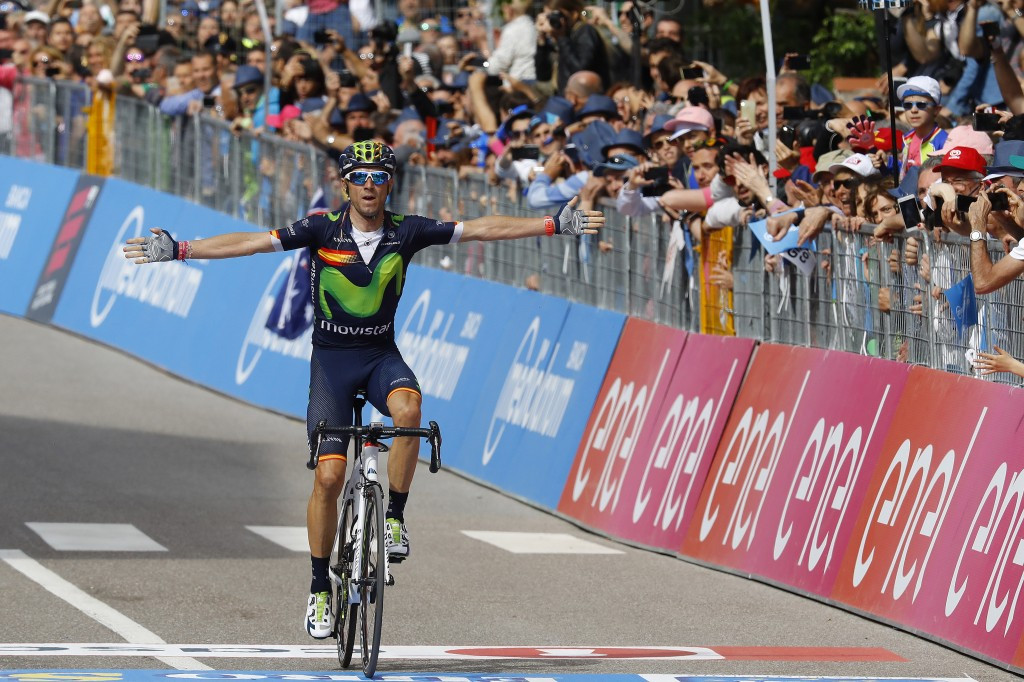 Alejandro Valverde sprinted to victory on Stage 16 today 
