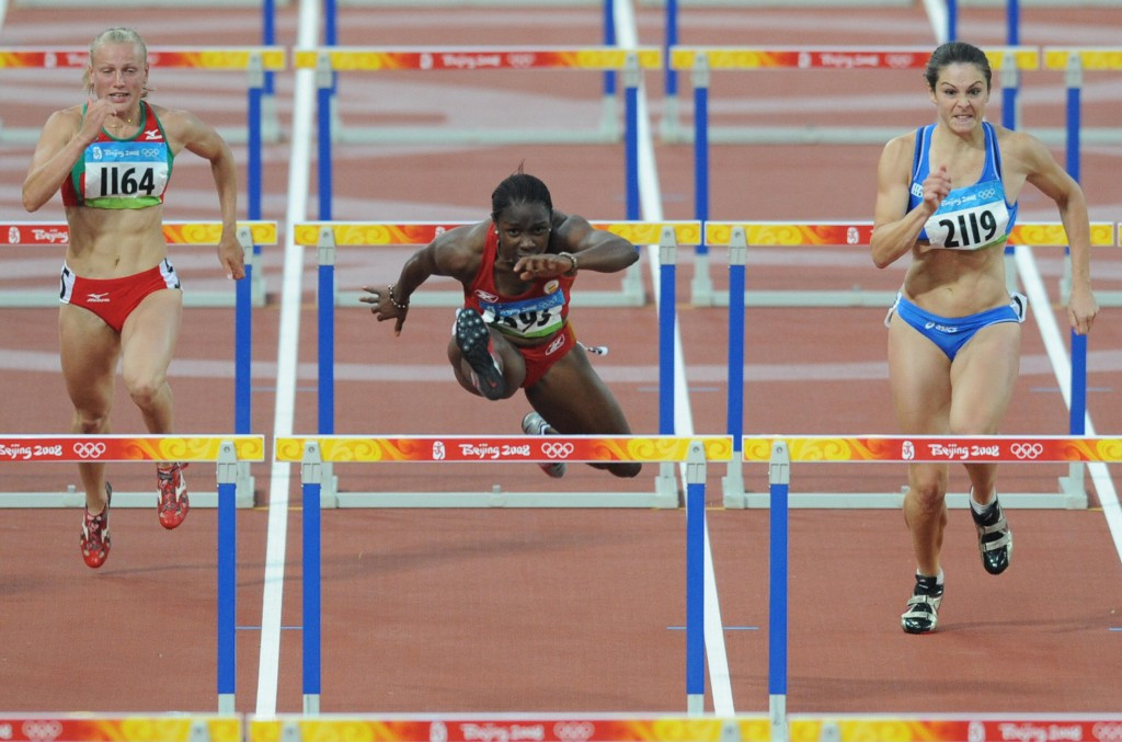  Josephine Onyia (centre) competing at the Beijing 2008 Olympic Games ©Getty Images