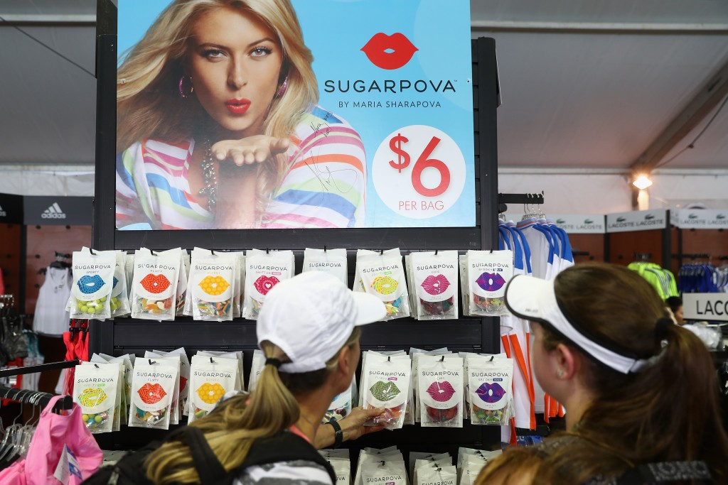 Maria Sharapova has launched a "sugarpova" confectionery collection ©Getty Images