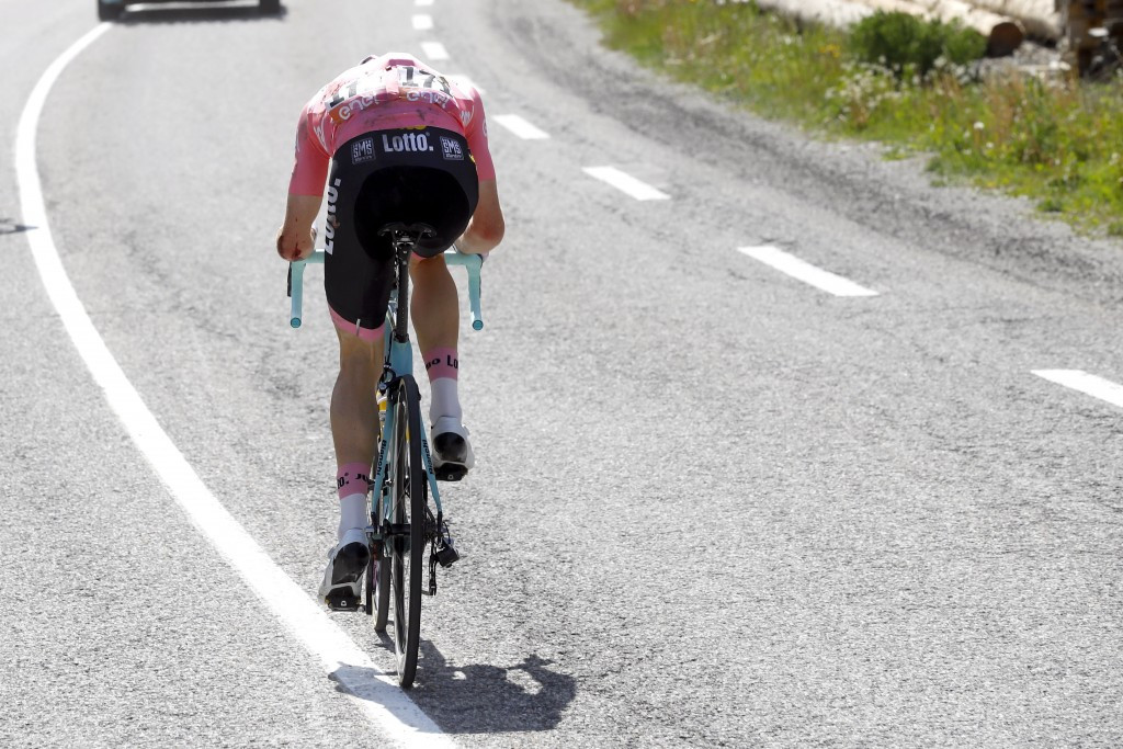 The Netherlands' Steven Kruijswijk saw his race lead disintegrate following a crash