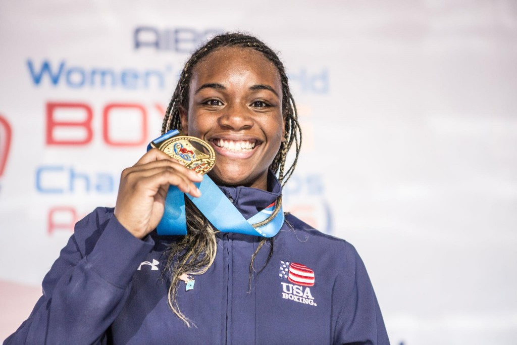 United States' Olympic champion Claressa Shields won middleweight gold ©AIBA 