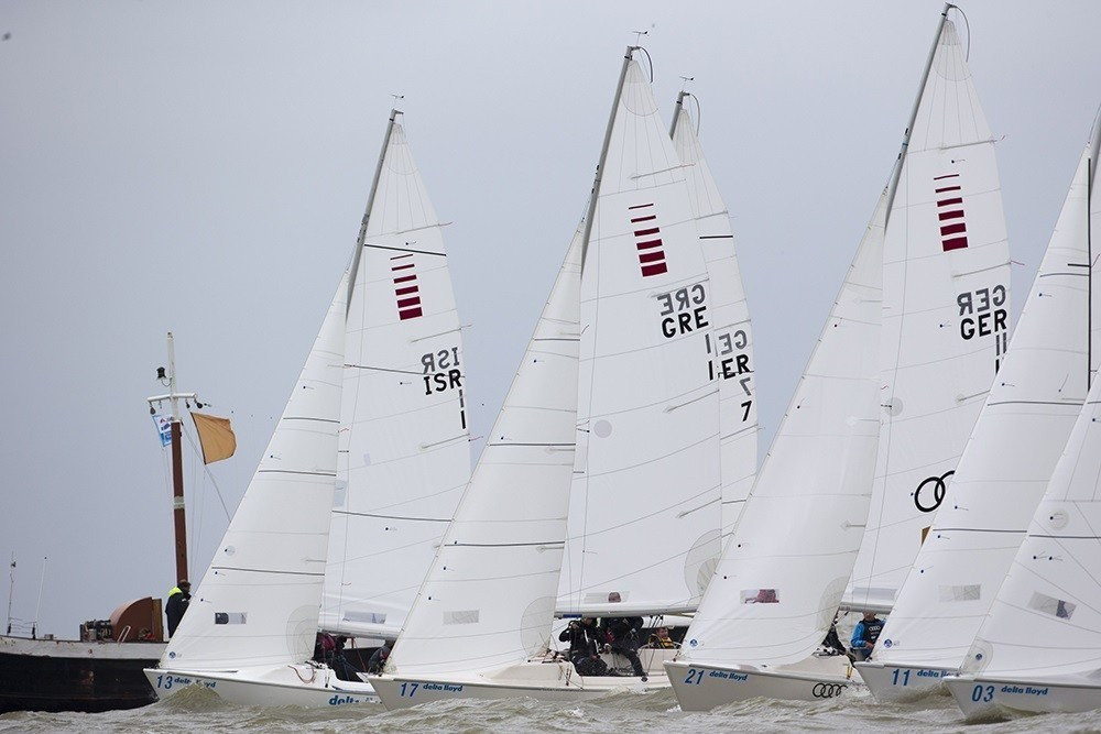 Alphonsus Doerr, Hugh Freund and Brad Kendell won for the US in a fiercely competitive sonar class ©World Sailing
