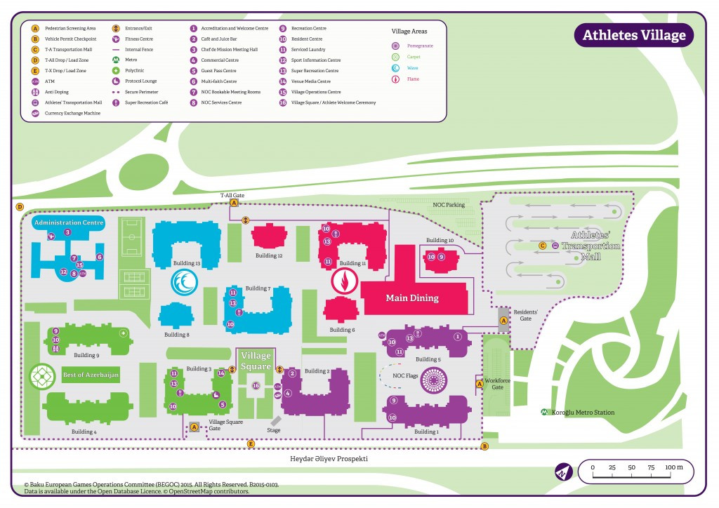 A map of the Athletes' Village