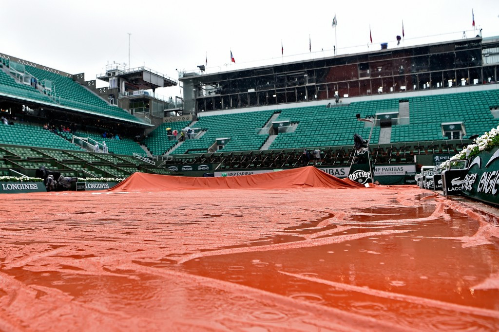 Rain caused a washout of an entire day's play at the French Open in 2016 for just the third time in history ©Getty Images
