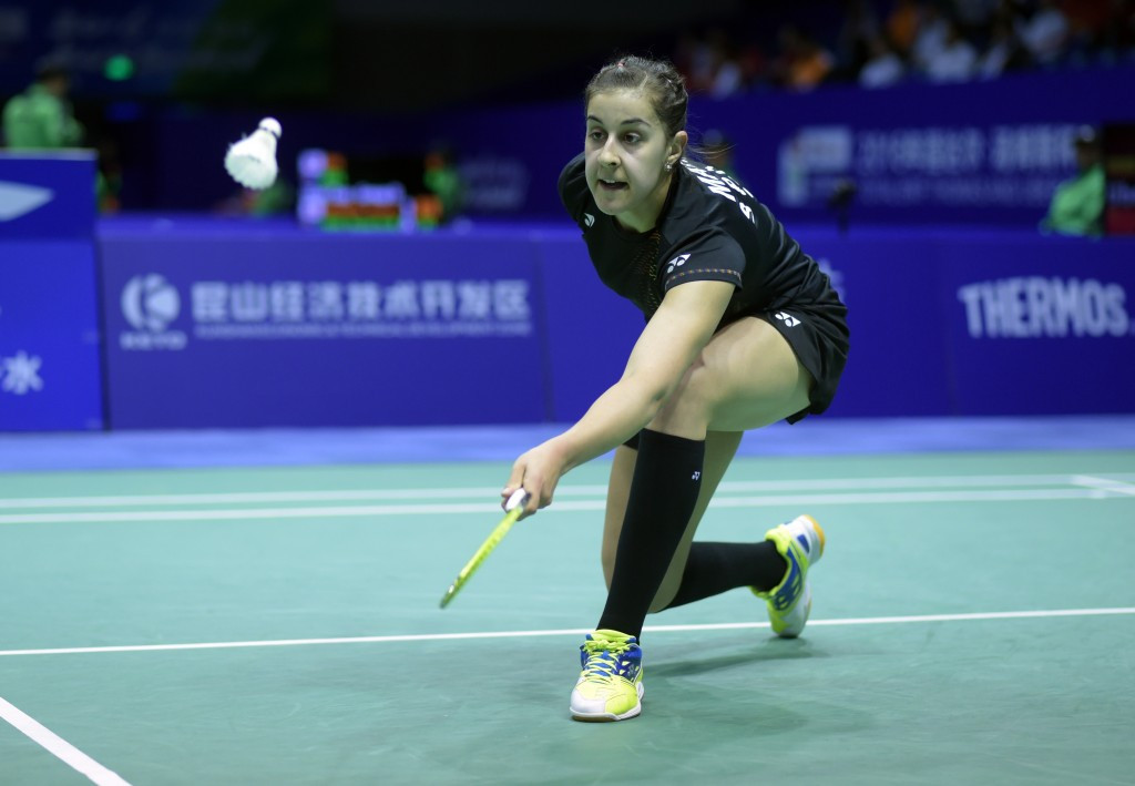 Women's singles top seed Carolina Marin eased into the second round