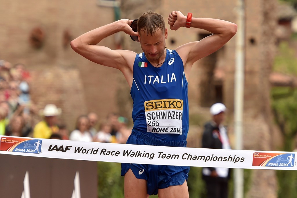 Alex Schwazer wins the IAAF World Race Walking Team Championships in Rome after returning from a three-and-a-half year doping ban, leading to team-mate Gianmarco Tamberi claiming he should not have been selected ©Getty Images