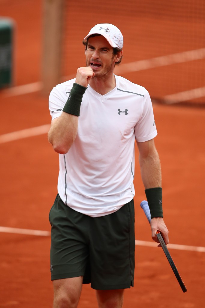 Andy Murray celebrates his four-set victory over home favourite Richard Gasquet, earning the Scot a place in the semi-finals ©Getty Images