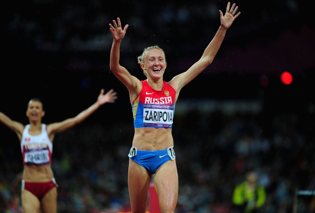 Russia's Yuliya Zaripova beat Habiba Ghribi to the women's 3,000 metres steeplechase Olympic gold medal at London 2012 but was banned for doping in January 2015 ©Getty Images