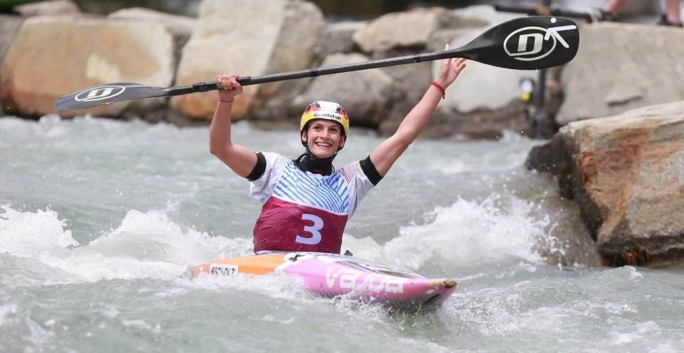 Germany’s Ricarda Funk claimed the K1W title on the final day of the ICF Canoe Slalom World Cup in Italian town Ivrea ©ICF