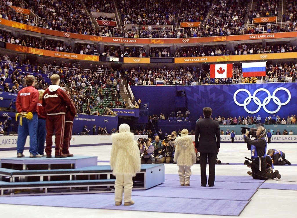 Russia's Elena Berezhnaya and Anton Sikharulidze were awarded the Olympic gold medal at Salt Lake City 2002 following claims judges had colluded to mark them higher than Canadian rivals Jamie Sale and David Pelletier ©Getty Images