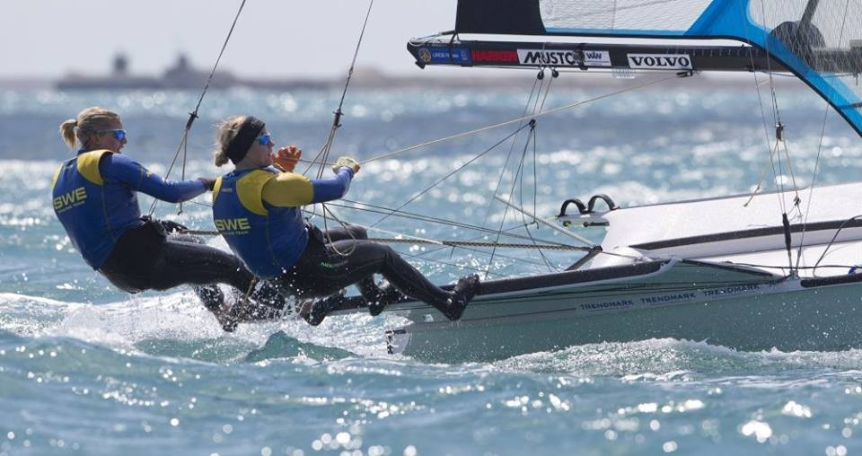 Lisa Ericson and Hanna Klinga lead in the 49erW class ©49er Sailing/On edition
