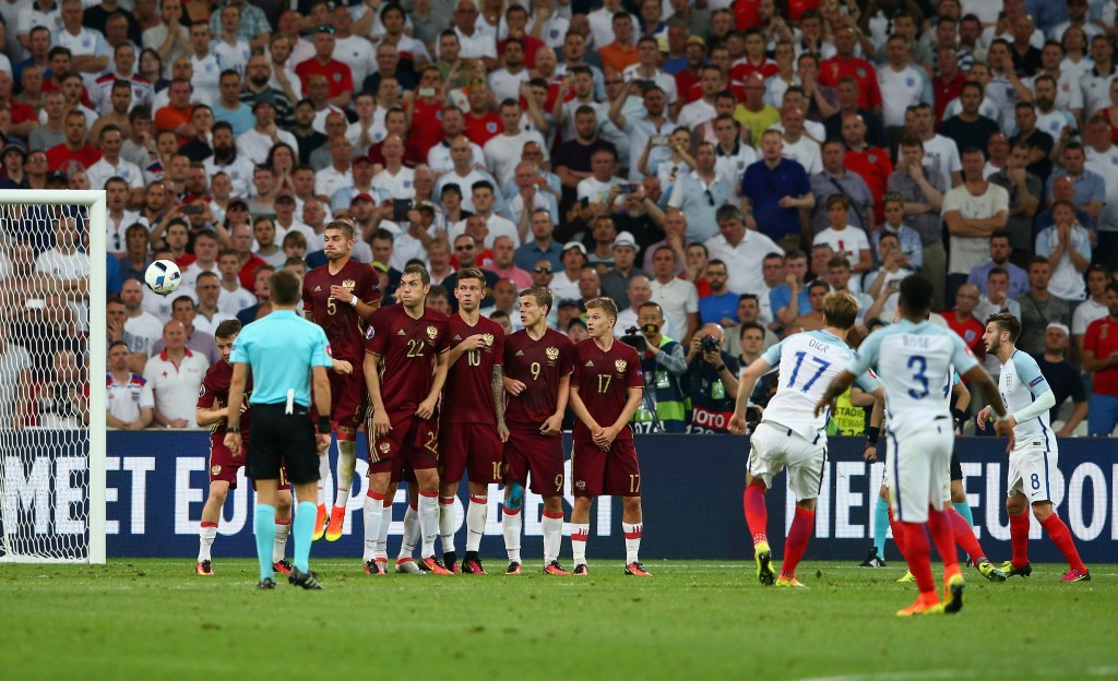 Eric Dier scored a stunning free-kick to give England the lead over Russia ©Getty Images
