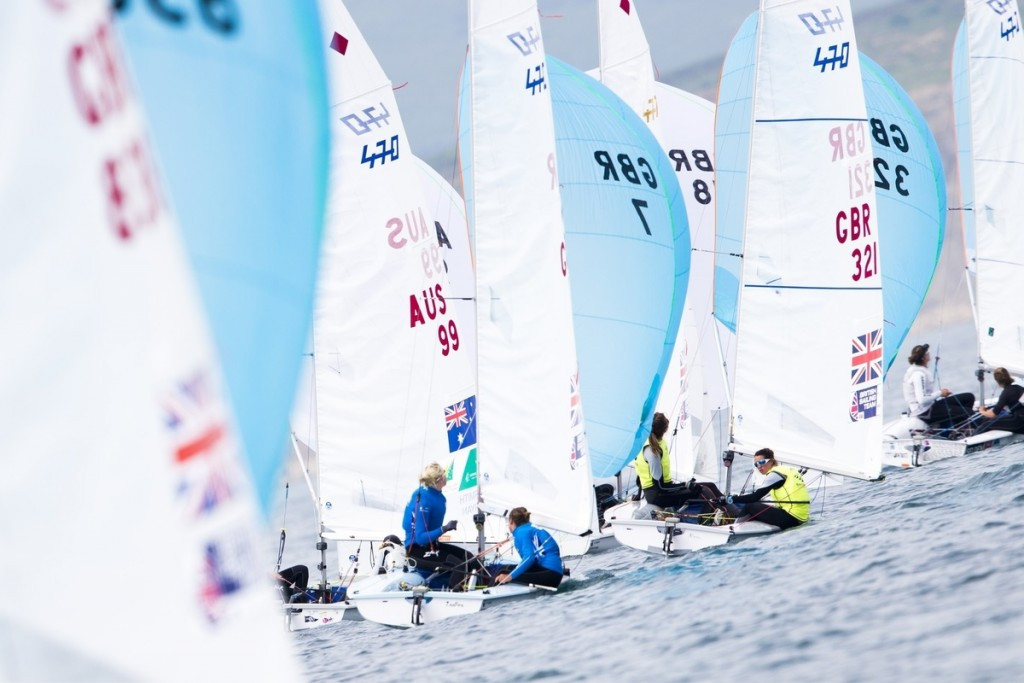 Both of the 470 classes will come down to the medal races with two crews level in both men's and women's events ©World Sailing