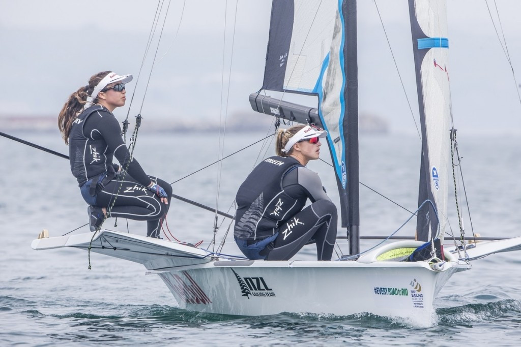 Alex Maloney and Molly Meech of New Zealand boasted their medal hopes in the women's 49erFX class