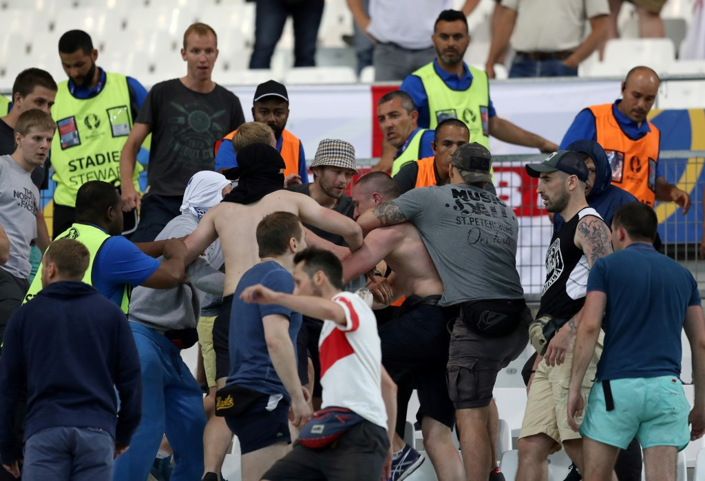 Violent clashes marred the group match between England and Russia ©Getty Images