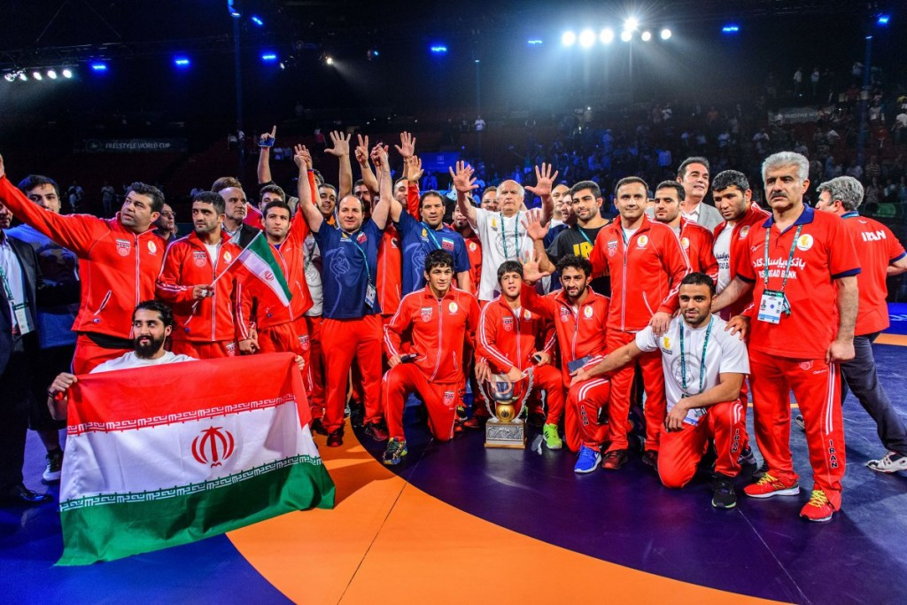 Iran claimed their fifth consecutive United World Wrestling Freestyle World Cup title after beating Russia 5-3 in the gold medal match at The Forum in Los Angeles ©UWW/Tony Rotundo