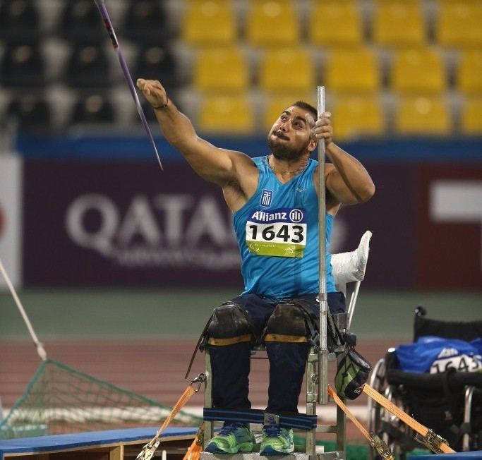  Manolis Stefanoudakis, pictured winning F54 javelin gold at the 2015 World Championships, settled for silver in Grosseto ©Getty Images
